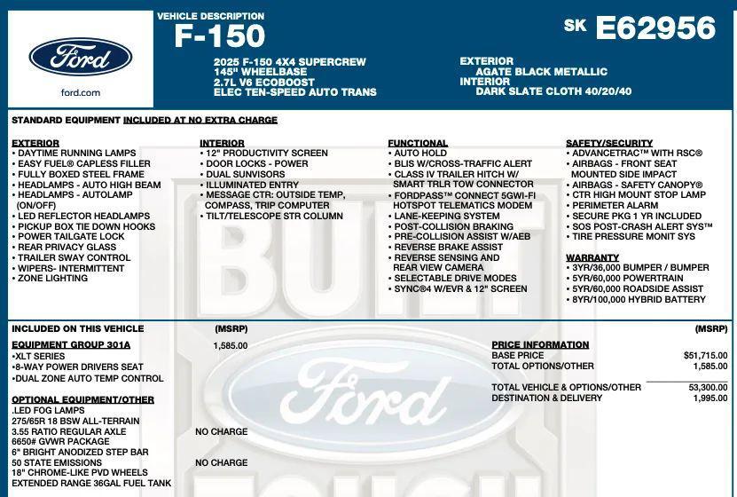 used 2025 Ford F-150 car, priced at $34,094