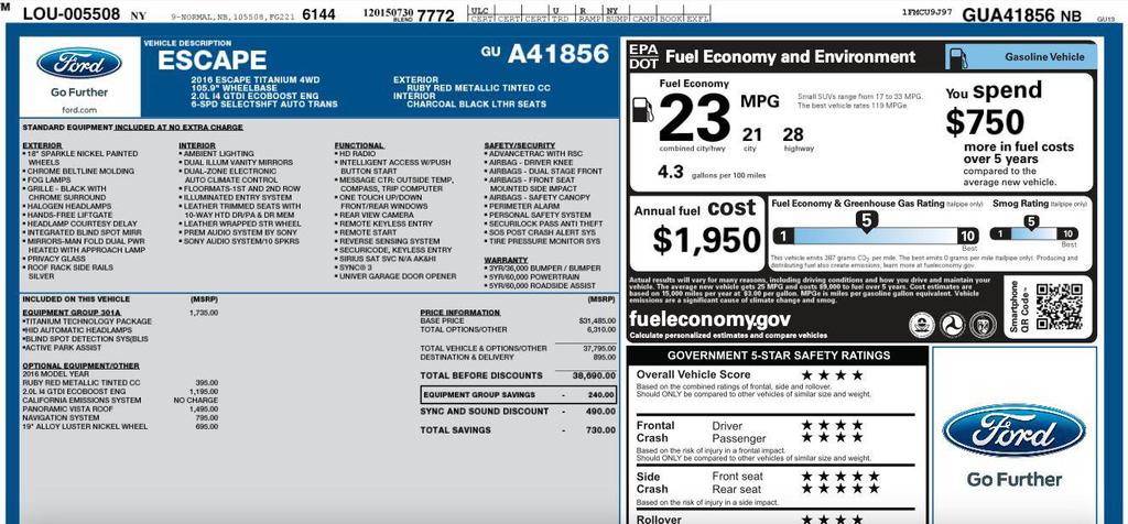 used 2016 Ford Escape car, priced at $12,995