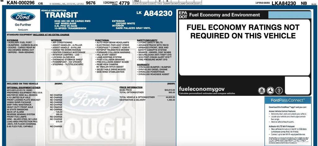 used 2020 Ford Transit-350 car, priced at $35,995