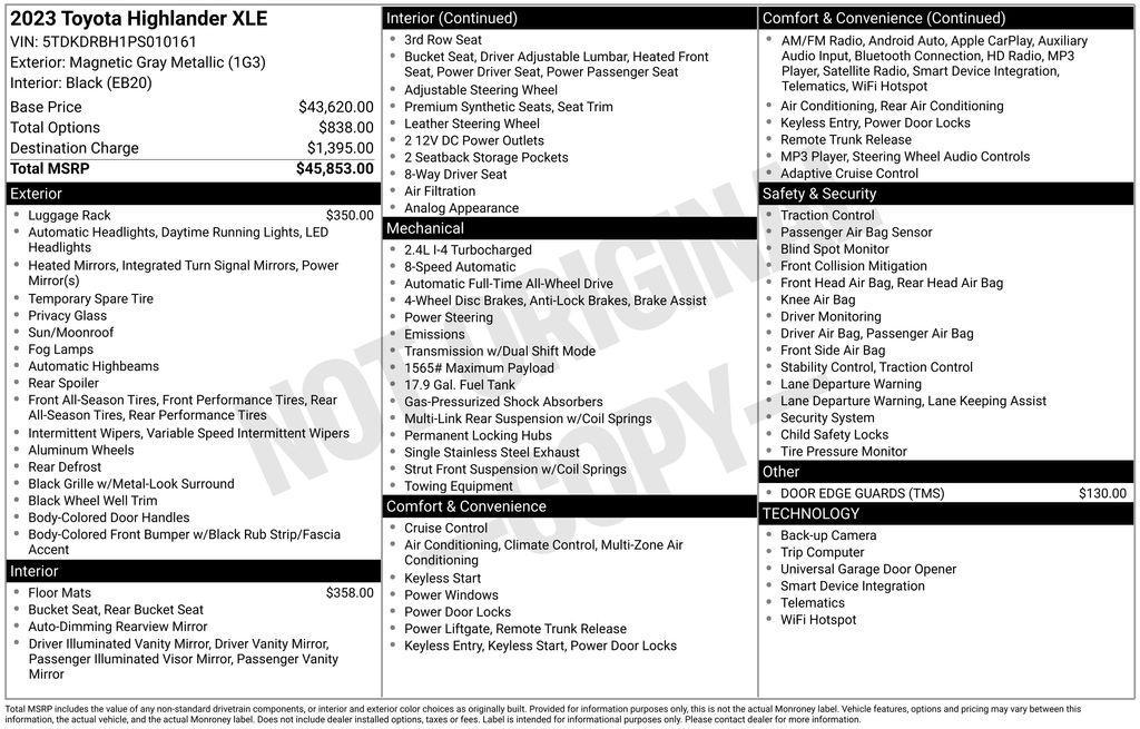 used 2023 Toyota Highlander car, priced at $37,995