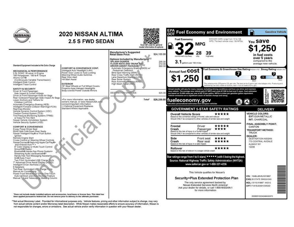 used 2020 Nissan Altima car, priced at $15,990