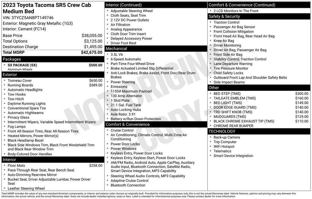 used 2023 Toyota Tacoma car, priced at $37,995