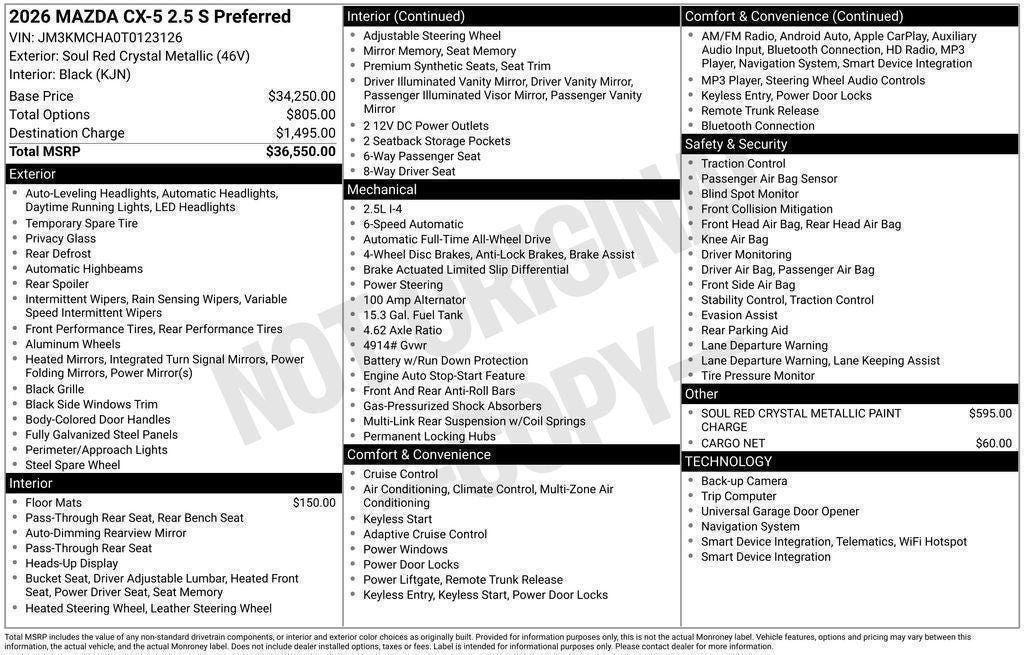 new 2026 Mazda CX-5 car, priced at $35,587