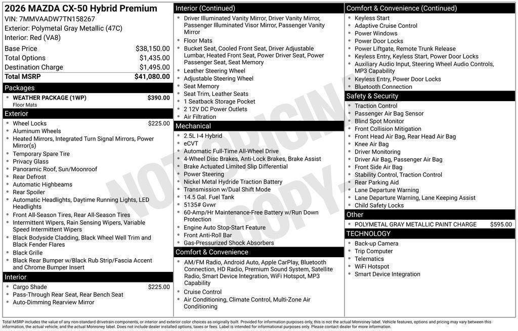 new 2026 Mazda CX-50 car, priced at $37,393