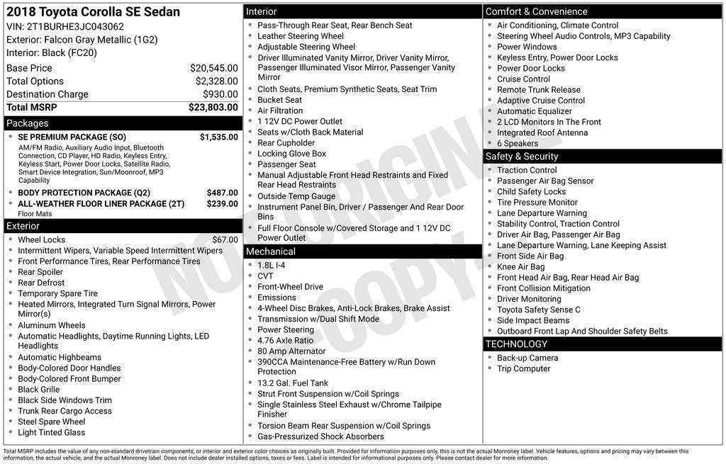 used 2018 Toyota Corolla car, priced at $15,268
