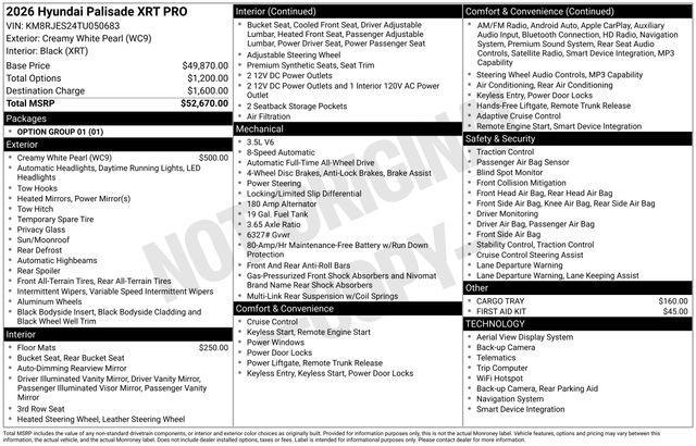 new 2026 Hyundai Palisade car, priced at $50,415