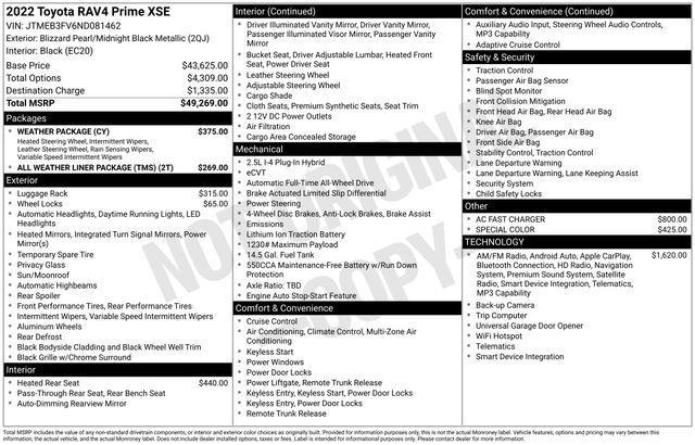 used 2022 Toyota RAV4 Prime car, priced at $33,790