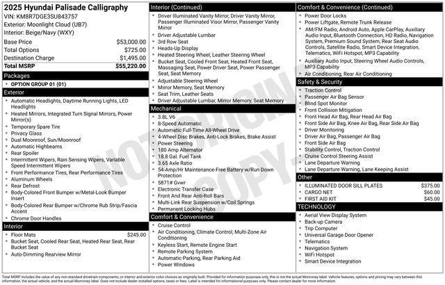 used 2025 Hyundai Palisade car, priced at $44,690