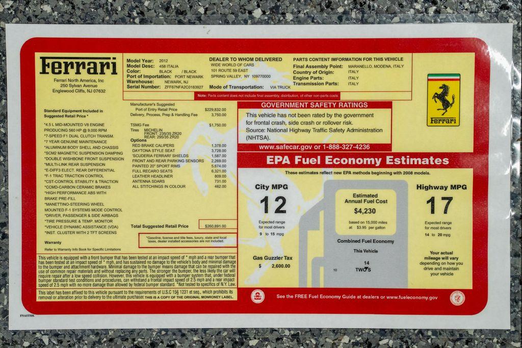 used 2012 Ferrari 458 Italia car, priced at $238,900