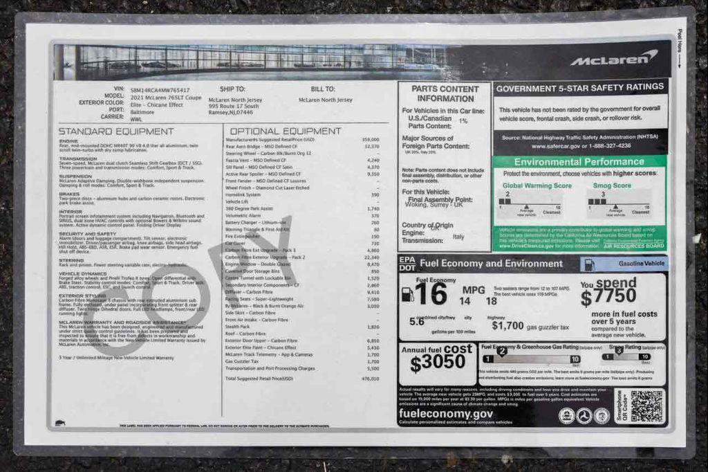 used 2021 McLaren 765LT car, priced at $479,950