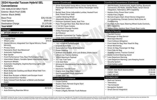 used 2024 Hyundai TUCSON Hybrid car, priced at $19,200