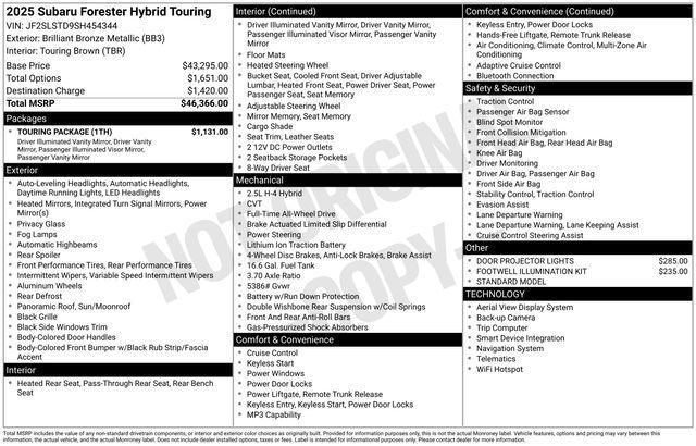 new 2025 Subaru Forester Hybrid car, priced at $43,631