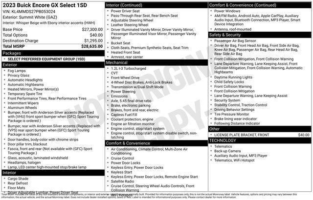 used 2023 Buick Encore GX car, priced at $18,658