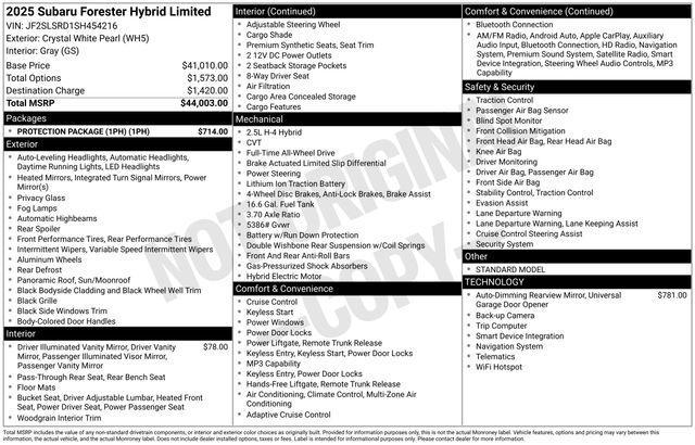 new 2025 Subaru Forester Hybrid car, priced at $41,574