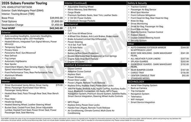 new 2026 Subaru Forester car, priced at $43,255