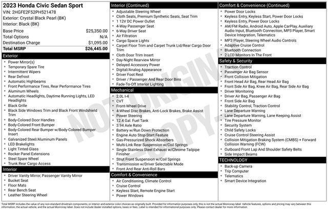 used 2023 Honda Civic car, priced at $21,542