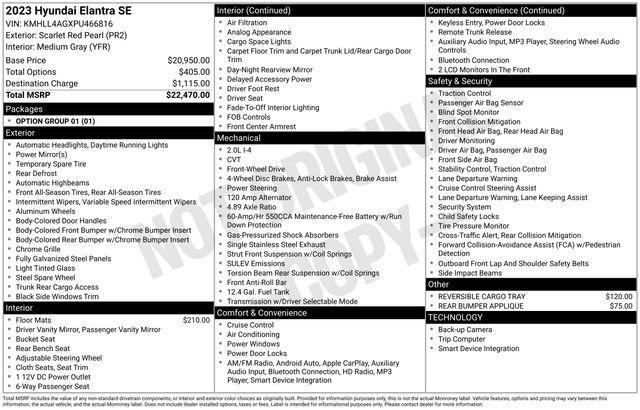 used 2023 Hyundai Elantra car, priced at $13,768