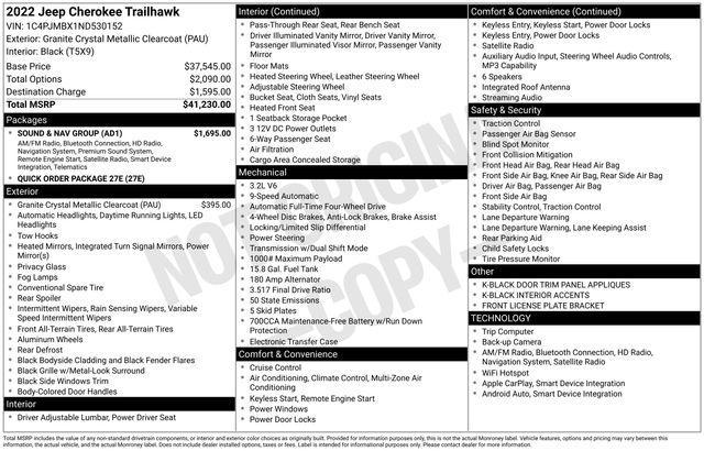 used 2022 Jeep Cherokee car, priced at $22,436