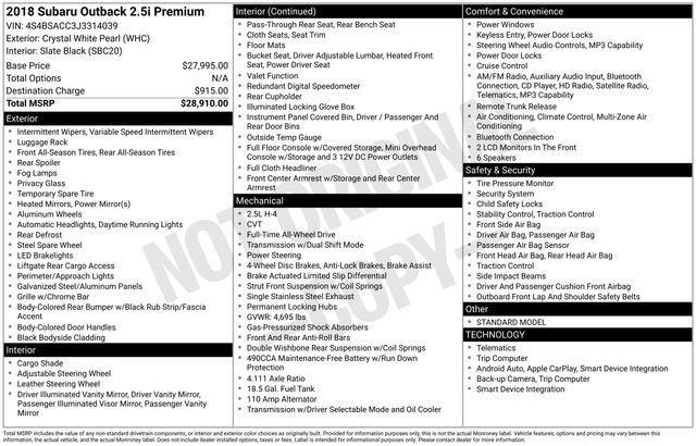 used 2018 Subaru Outback car, priced at $14,267