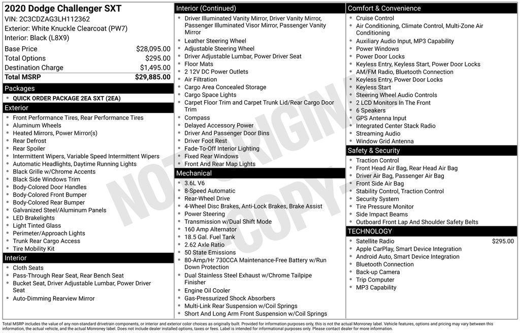 used 2020 Dodge Challenger car, priced at $20,550