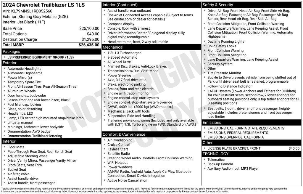 used 2024 Chevrolet TrailBlazer car, priced at $22,476