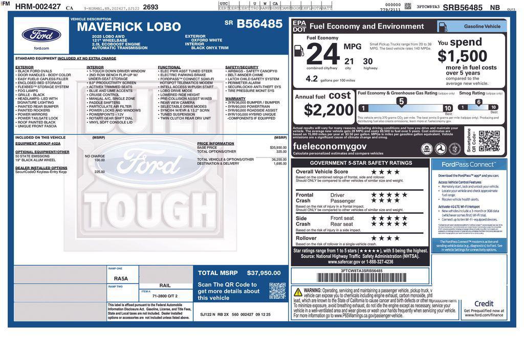 new 2025 Ford Maverick car, priced at $33,529