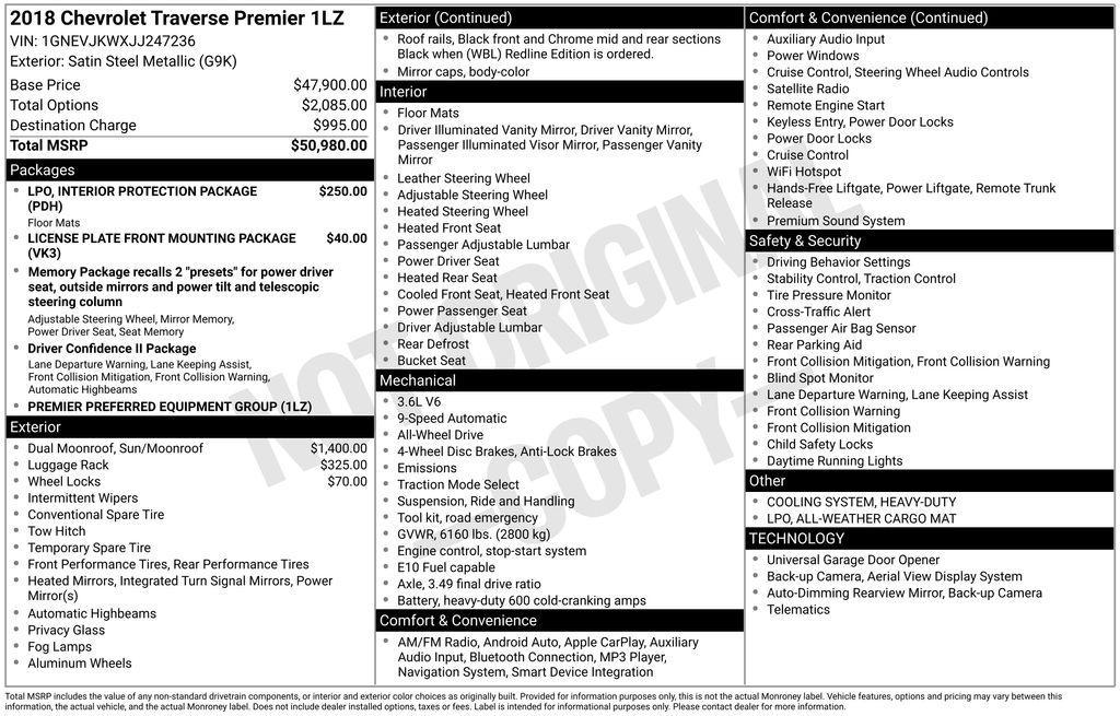 used 2018 Chevrolet Traverse car, priced at $21,622