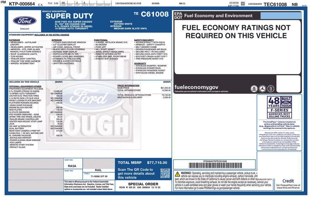 new 2026 Ford F-450 car, priced at $95,149