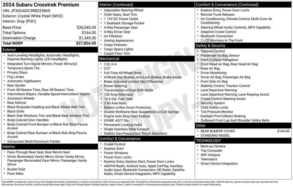used 2024 Subaru Crosstrek car, priced at $23,530