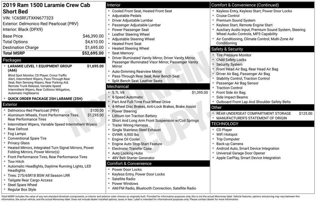 used 2019 Ram 1500 car, priced at $29,226