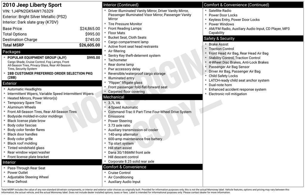 used 2010 Jeep Liberty car, priced at $3,900