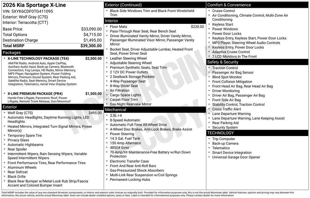 new 2026 Kia Sportage car, priced at $36,827