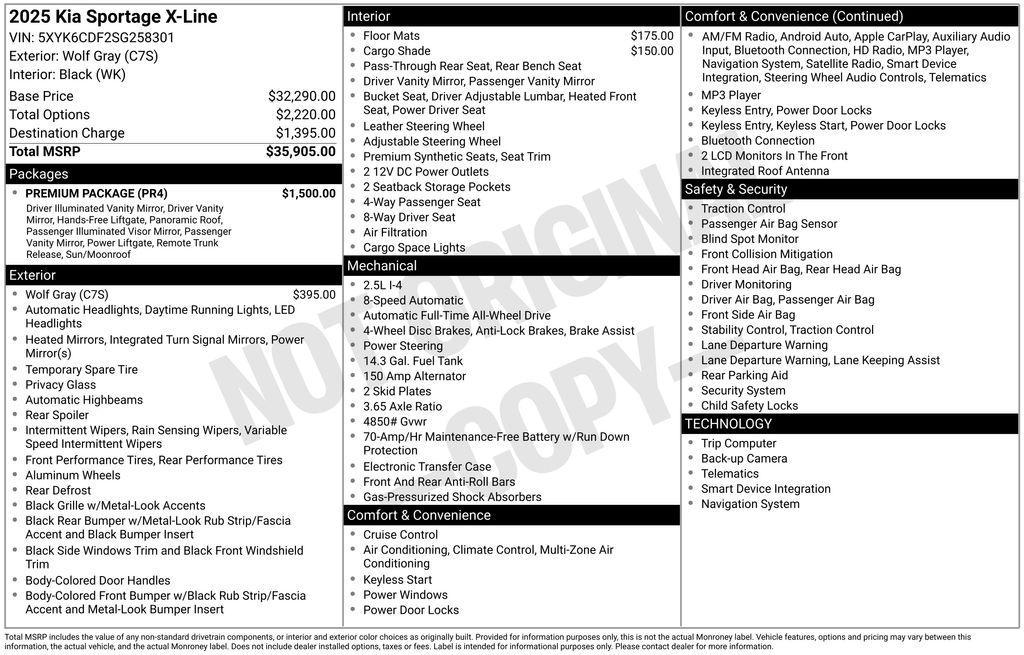 new 2025 Kia Sportage car, priced at $31,899