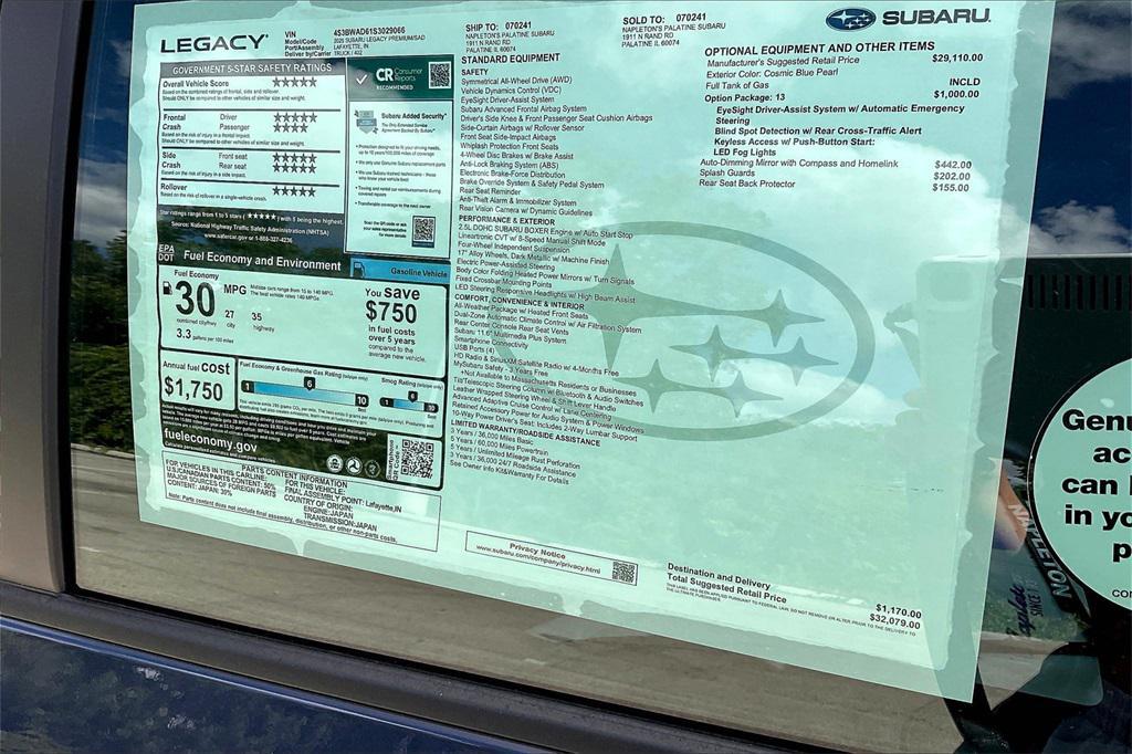 new 2025 Subaru Legacy car, priced at $31,079