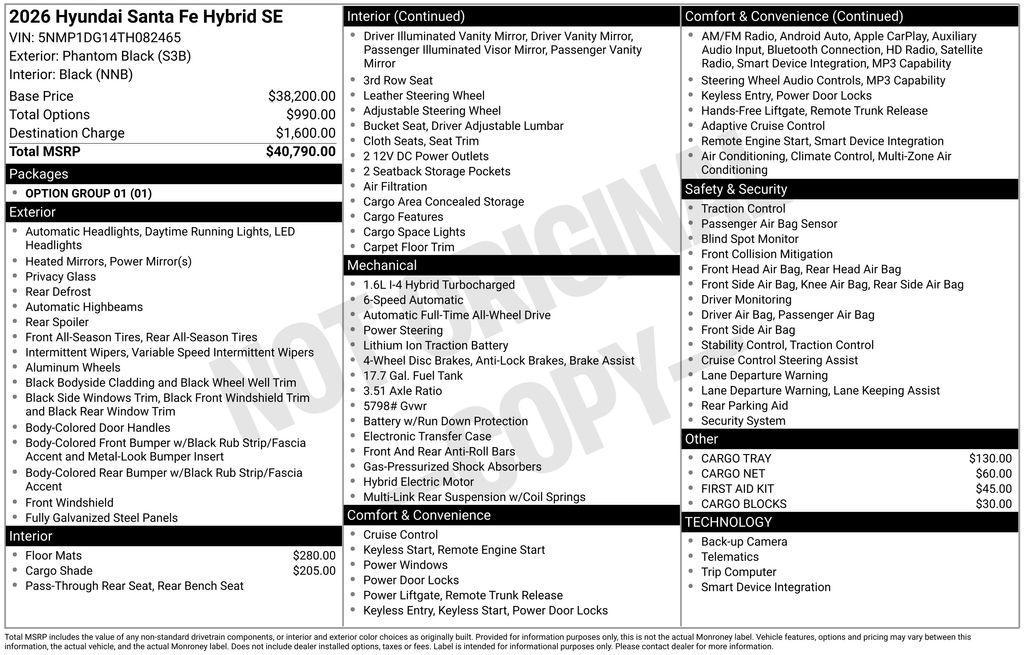 new 2026 Hyundai Santa Fe car, priced at $39,687