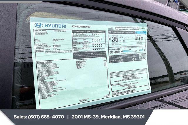 new 2026 Hyundai Elantra car, priced at $21,949
