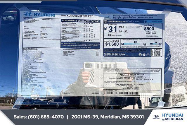 new 2026 Hyundai Kona car, priced at $26,875