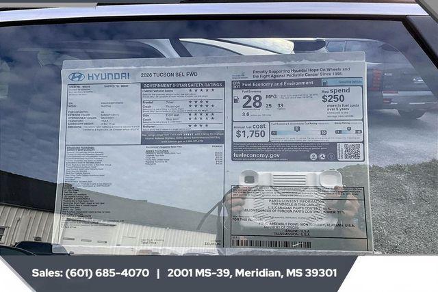 new 2026 Hyundai Tucson car, priced at $29,465