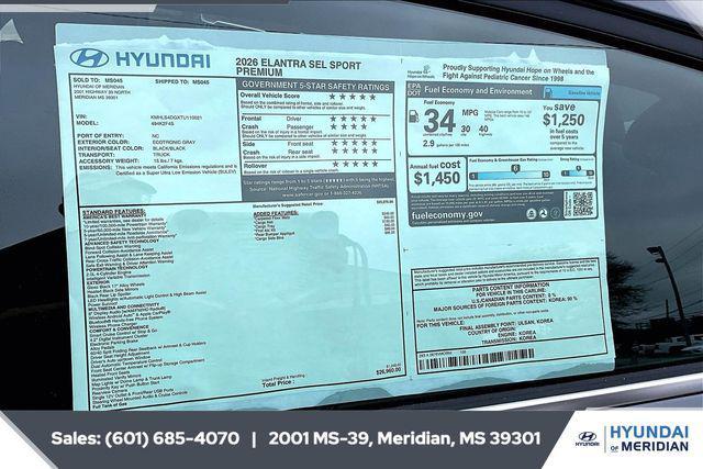 new 2026 Hyundai Elantra car, priced at $25,284