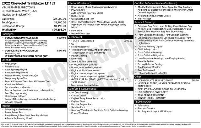 used 2022 Chevrolet TrailBlazer car, priced at $17,170
