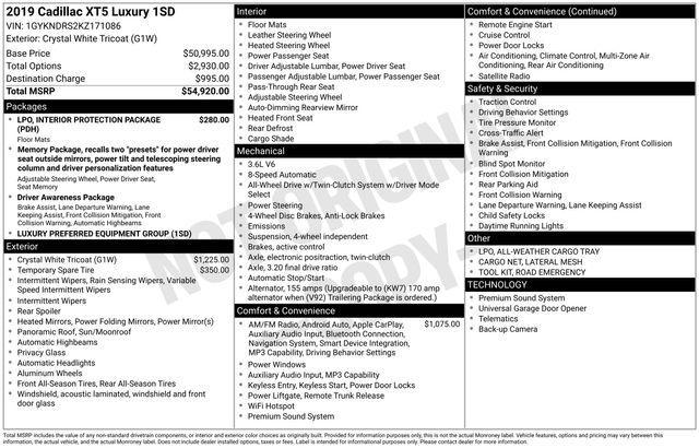 used 2019 Cadillac XT5 car, priced at $15,354