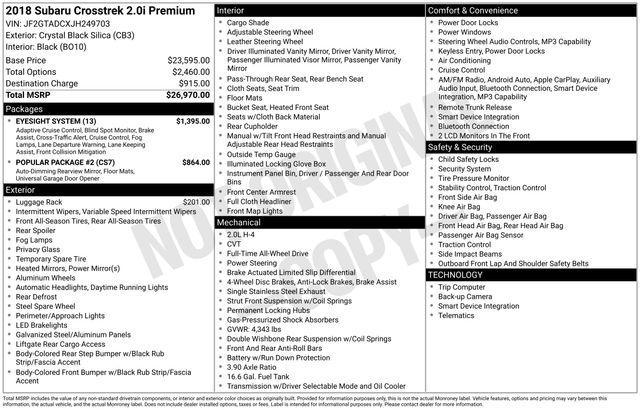 used 2018 Subaru Crosstrek car, priced at $11,297