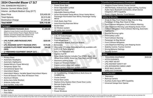 used 2024 Chevrolet Blazer car, priced at $23,947