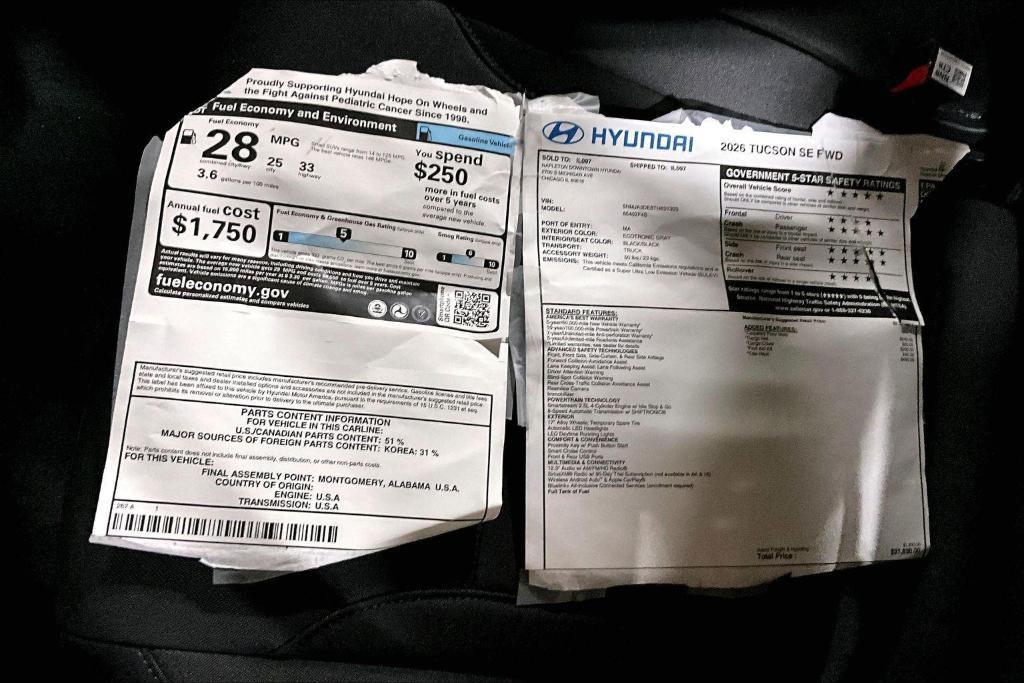 new 2026 Hyundai Tucson car, priced at $28,602