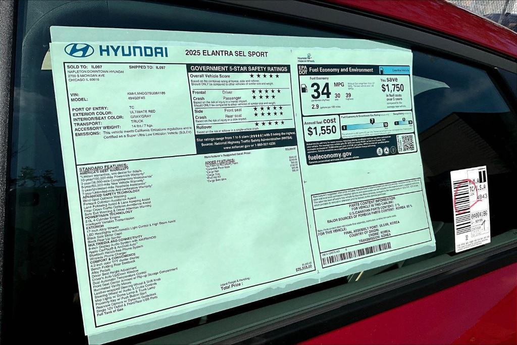 new 2025 Hyundai Elantra car, priced at $20,444