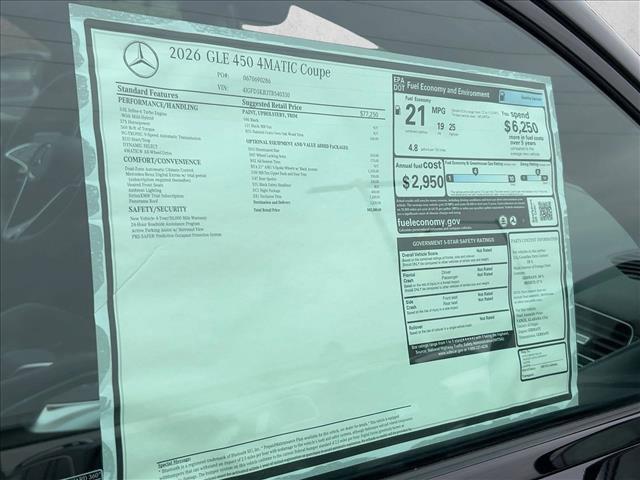 new 2026 Mercedes-Benz GLE 450 car, priced at $82,580