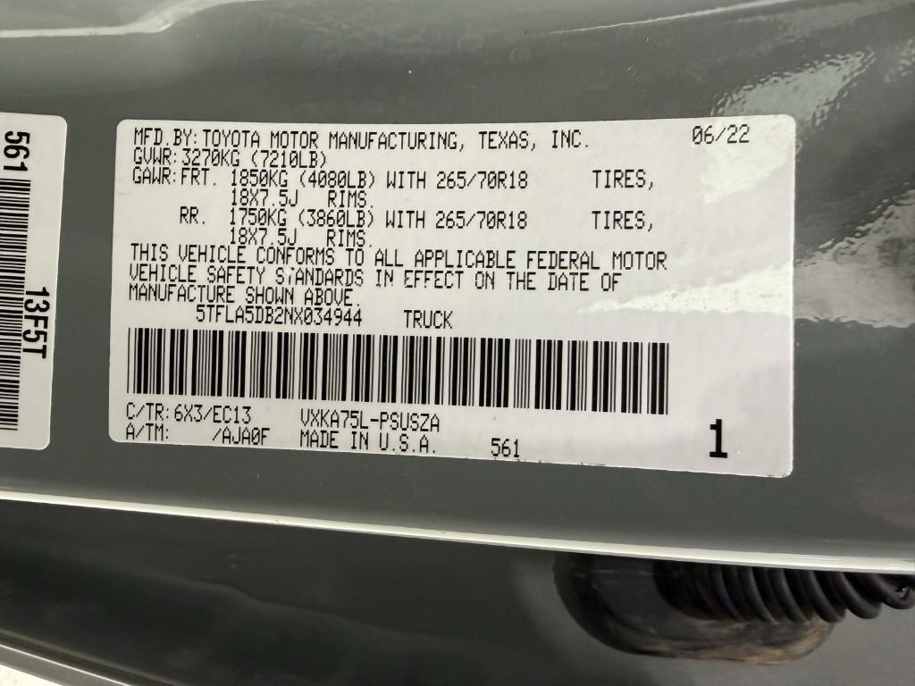 used 2022 Toyota Tundra car, priced at $42,880