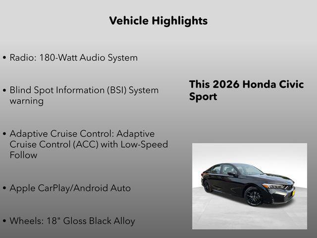 new 2026 Honda Civic car, priced at $27,890