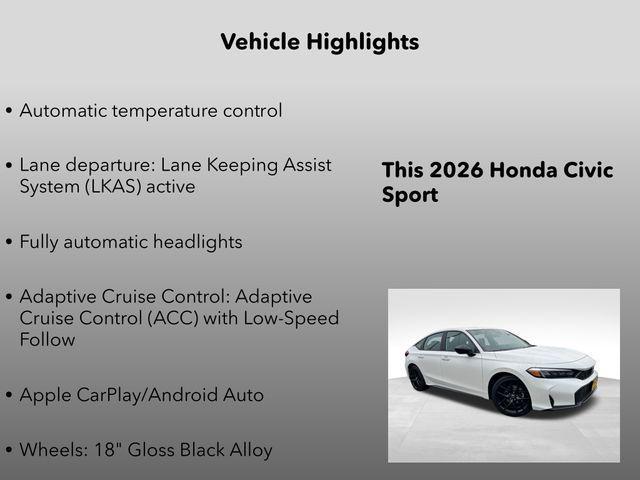new 2026 Honda Civic car, priced at $28,497