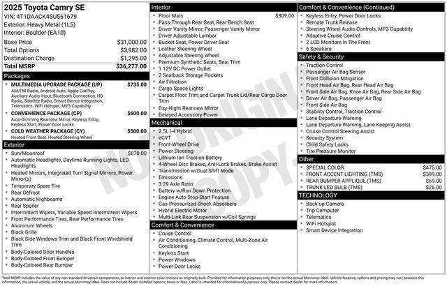 used 2025 Toyota Camry car, priced at $30,177